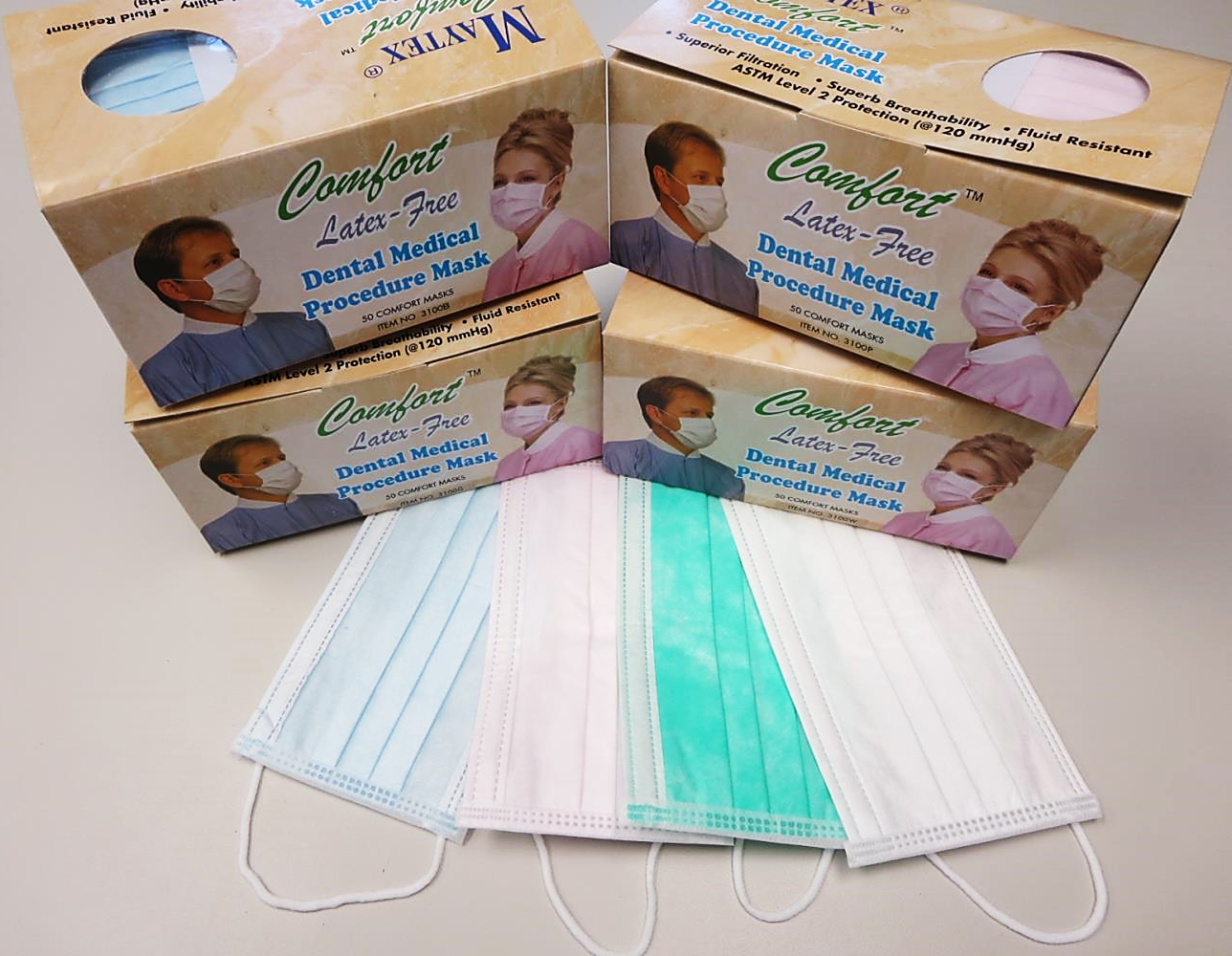 Maytex #3100 Comfort™ ASTM Level 2 Disposable  Ear Loop Procedure Face Masks